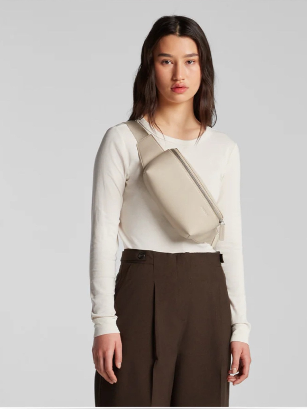 Monos Metro Sling Bag in Ivory (Vegan Leather) ~ New